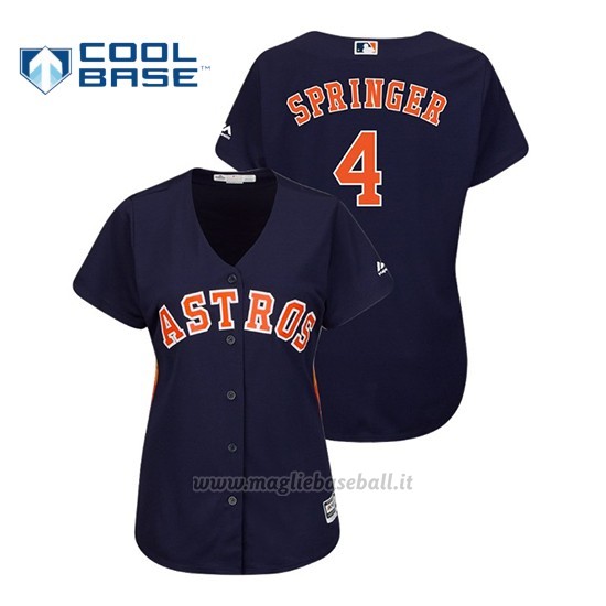 Maglia Baseball Donna Houston Astros George Springer Cool Base Majestic Alternato Blu